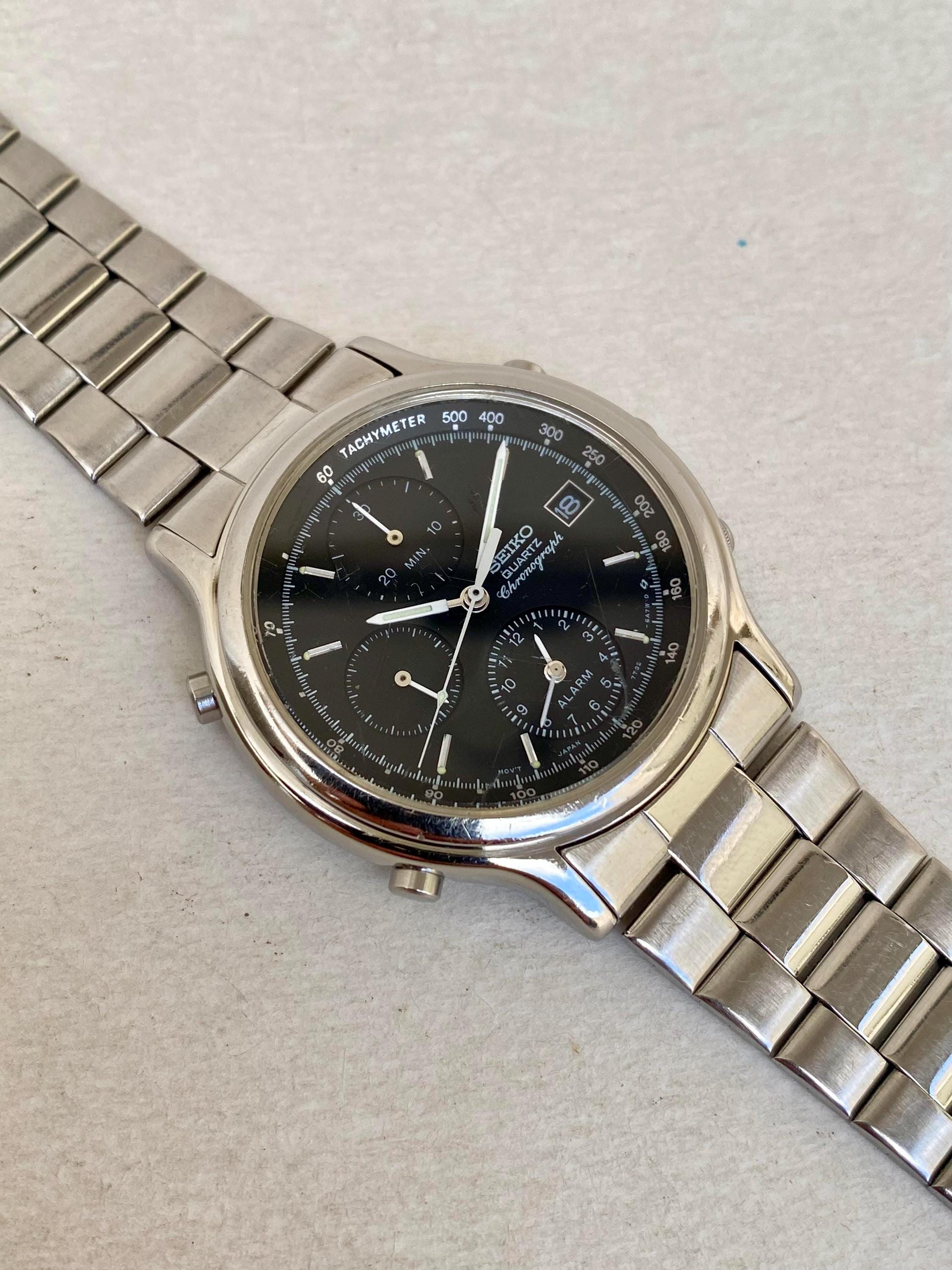Vintage Seiko Chronograph Quartz 7T32-6A5A Watch Mens - Etsy