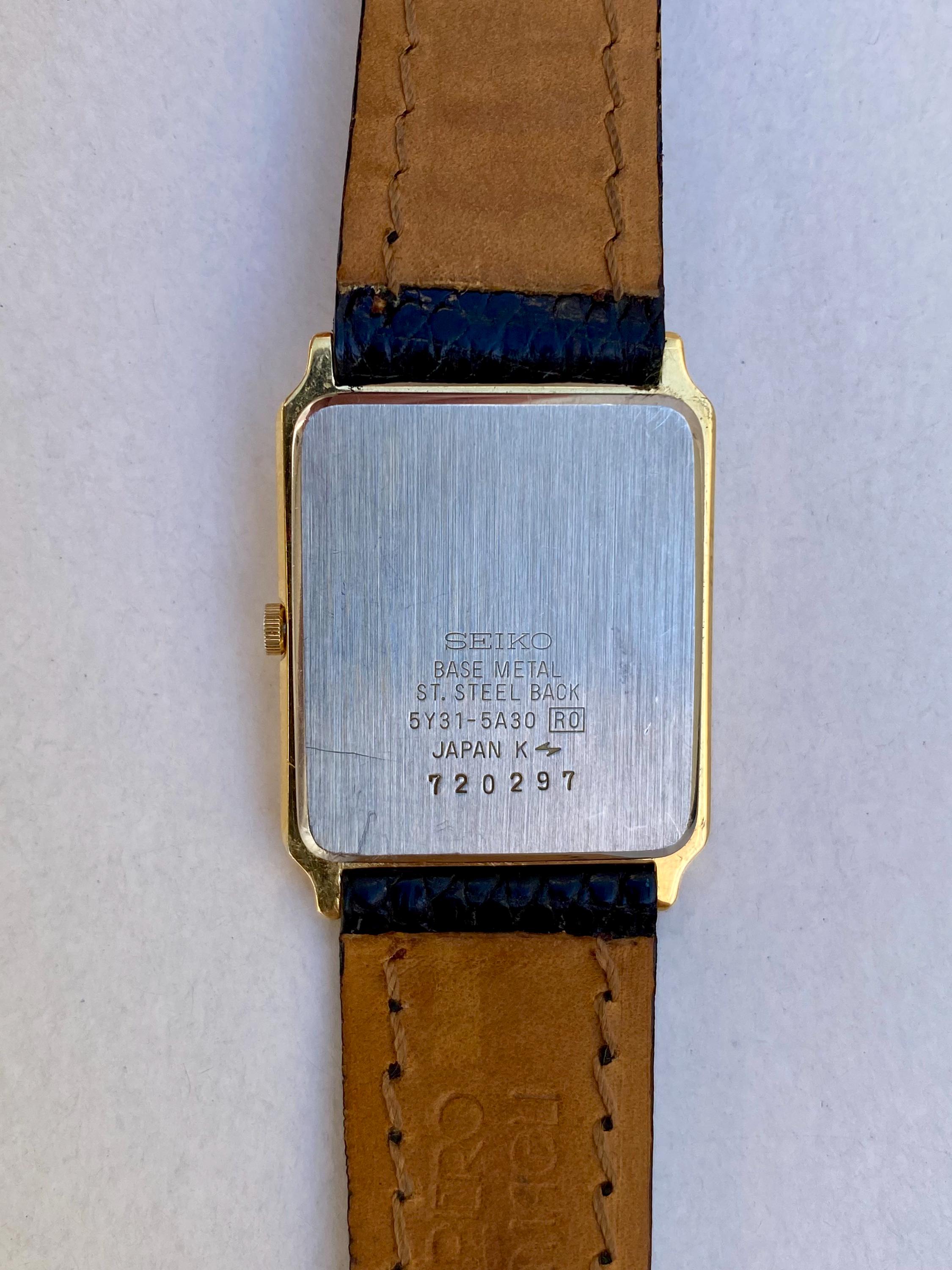 Vintage Seiko 5Y31-5A30 Quartz Tank Rectangular White Roman Dial
