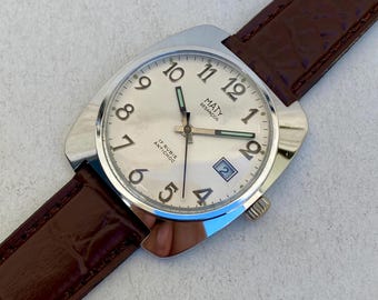 Petite Montre Femme Ancienne Maty 17 Rubis - Occasion, Boîtier Et Bracelet Plaqué Or, Style Rétro