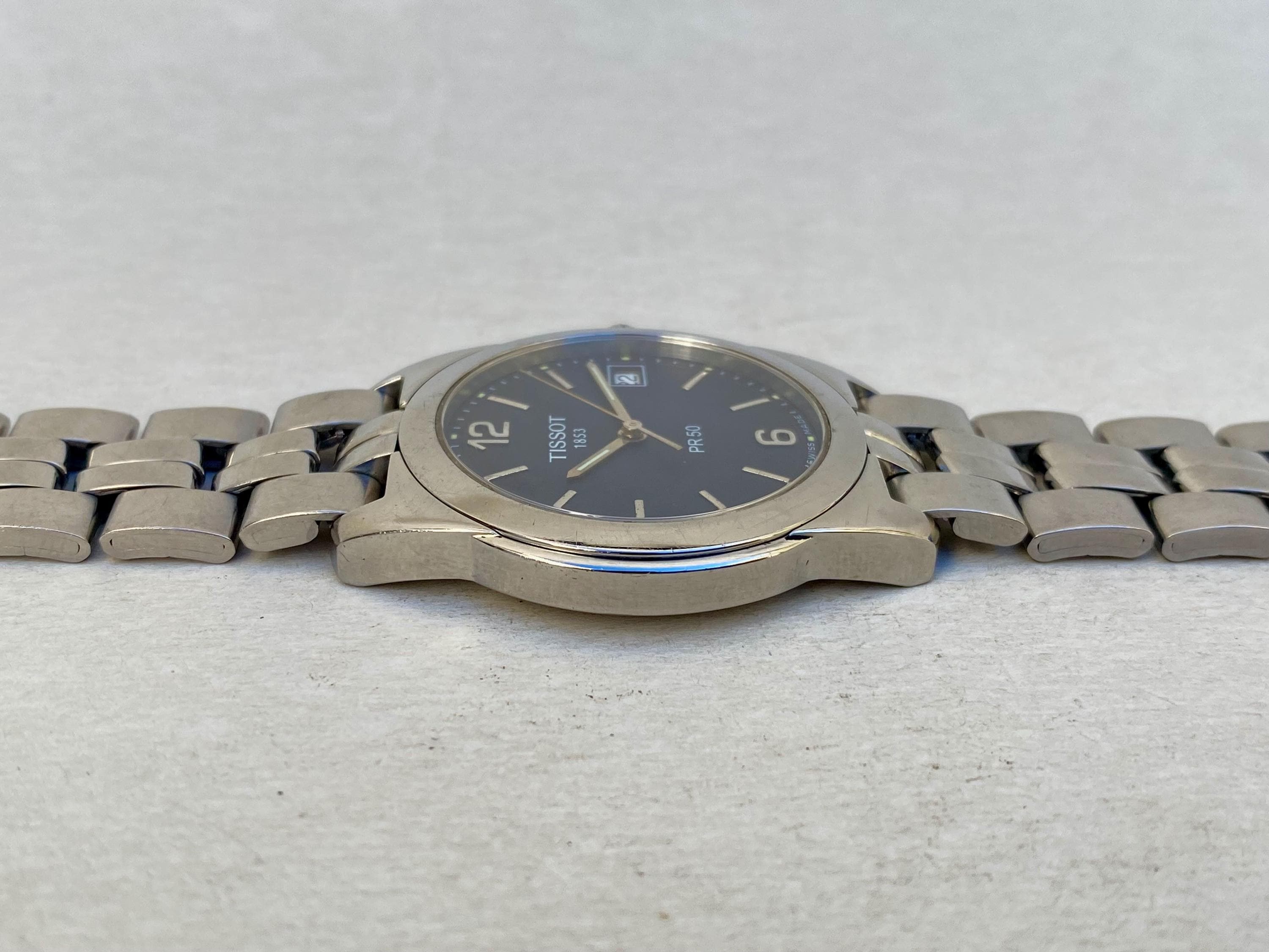 Vintage Tissot PR50 Quartz Watch Mens Blue Date Dial Swiss Made - Etsy
