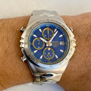 Vintage Seiko Chronograph Sport 200 Alarm Quartz Watch Mens 7T32