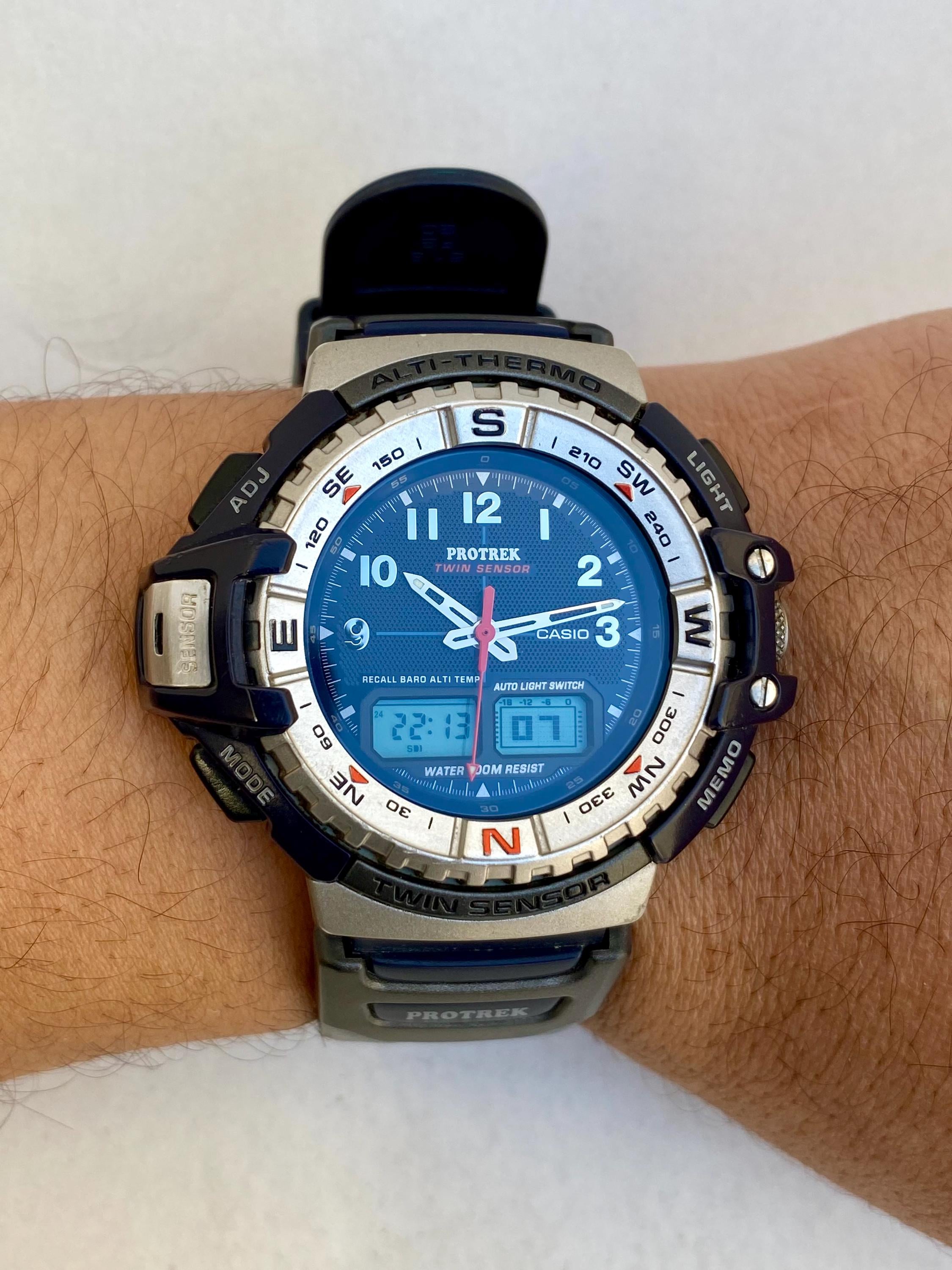 【未使用】CASIO【PRO TREK】TWIN SENSOR PRT-70B PRTB70T-7 | Black Watch 200m Water Resistant - PRO TREK | CASIO