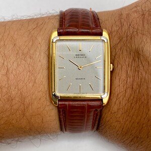 希少 ヴィンテージ SEIKO LASSALE シェル文字盤 タンク 93年製 Vintage Seiko Lassale 6020-5829 Quartz Tank Watch Mens Dress Watch