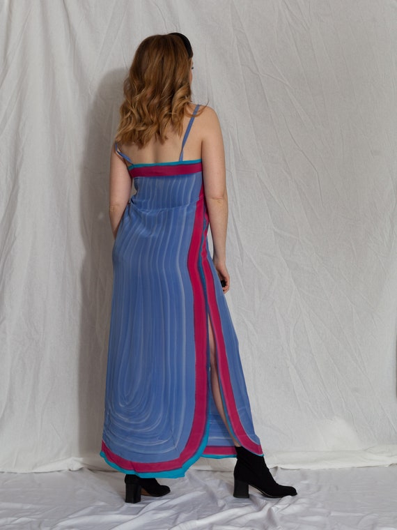 vintage blue floral silk slip dress, vintage silk… - image 9