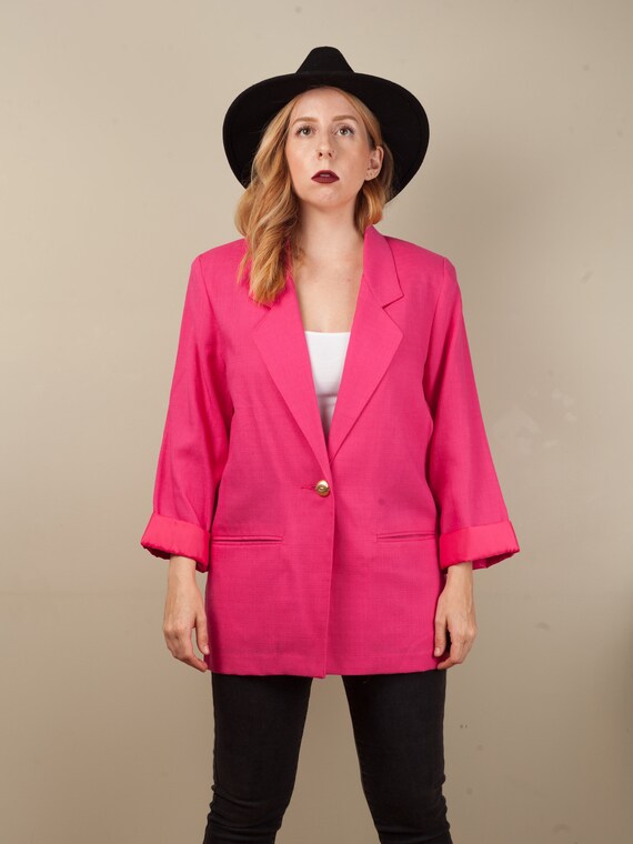 vintage oversize hot pink single button blazer, br