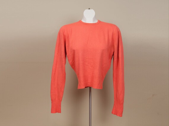 1960s peach fitted sweater, soft pink orlon knit j