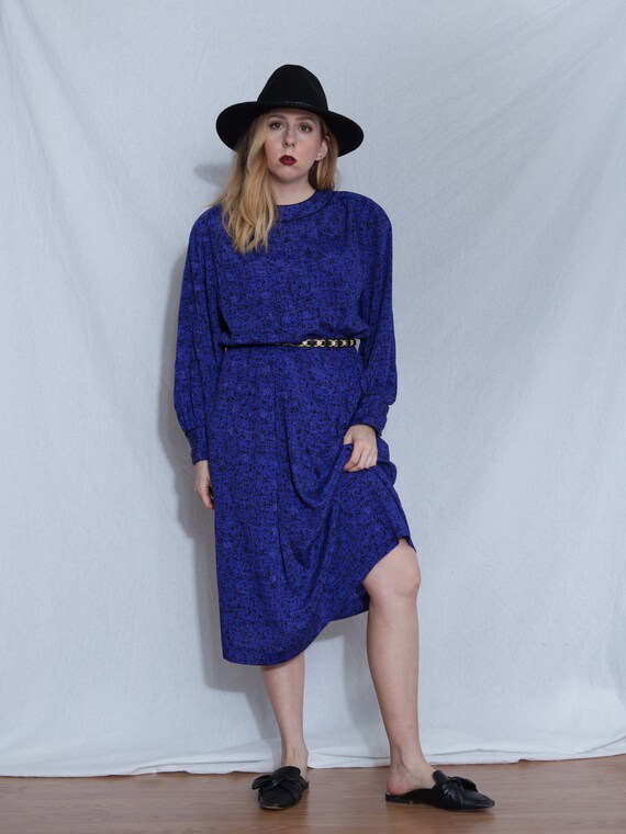 1980s purple long sleeve dress, vintage purple 80s