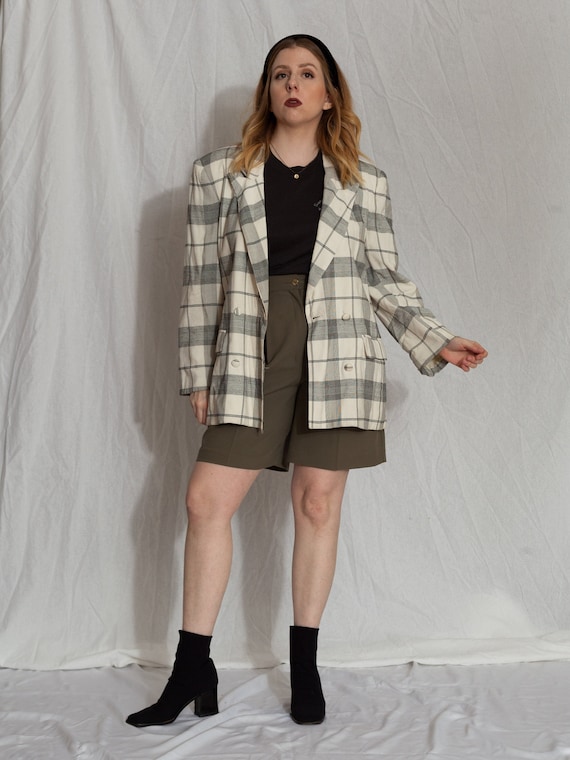 vintage oversized checkered blazer, Plaid Blazer J