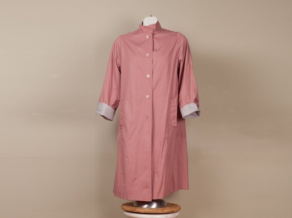 Vintage pink trench coat, 1970s pink coat, medium
