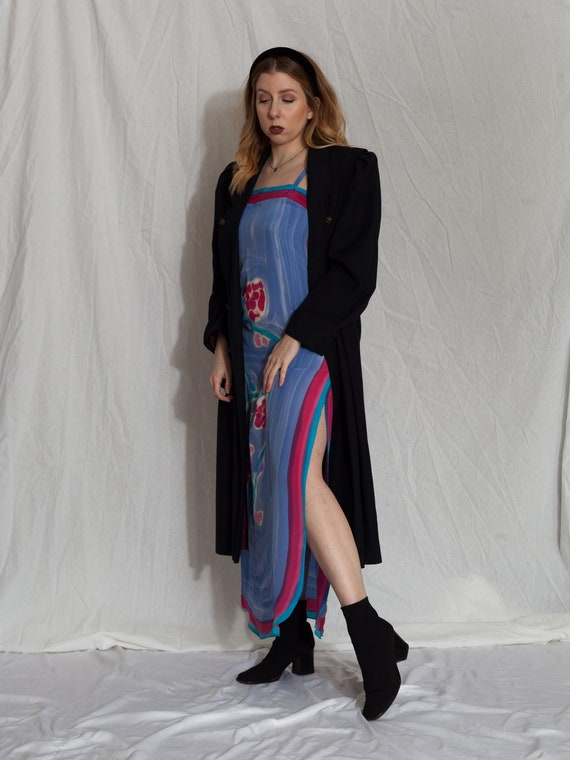 vintage blue floral silk slip dress, vintage silk… - image 5
