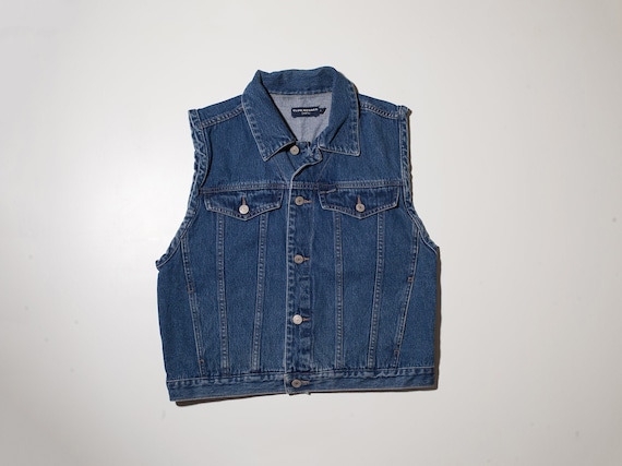 vintage denim vest, 90s club Monaco vest, 90s deni