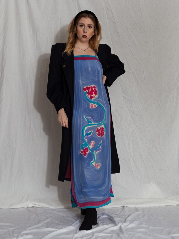 vintage blue floral silk slip dress, vintage silk… - image 3