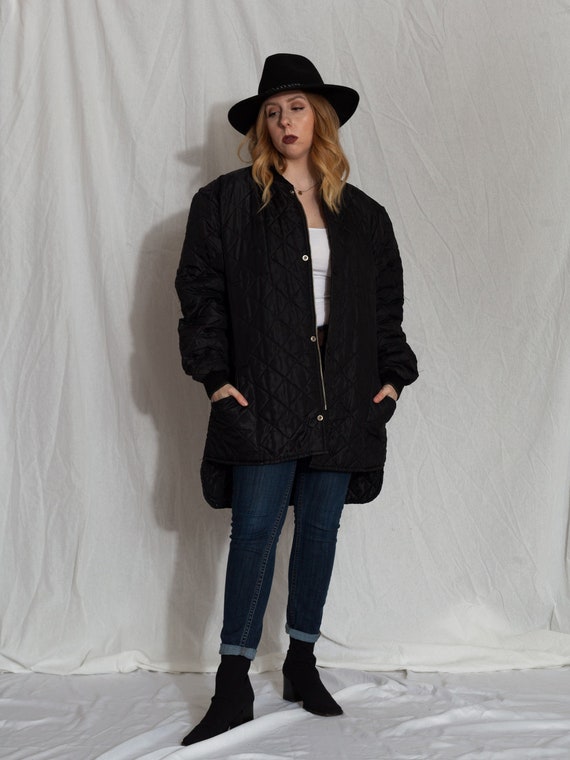 vintage black liner jacket, vintage army liner jac