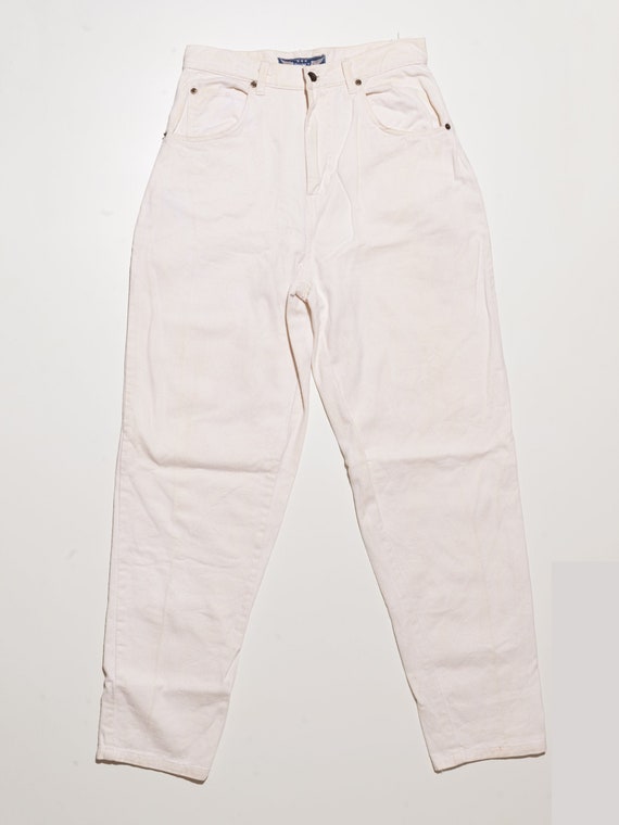 vintage high rise white jeans, 90s white jeans, 90