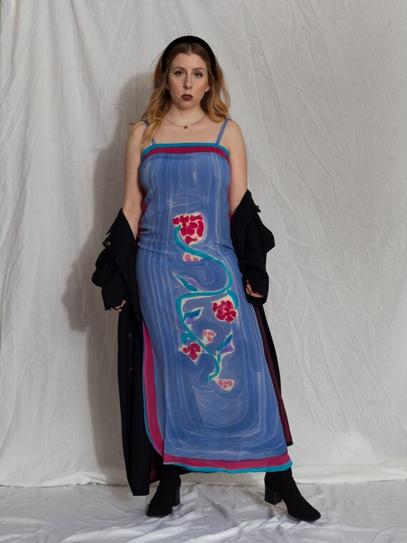 vintage floral silk slip dress, vintage silk slip