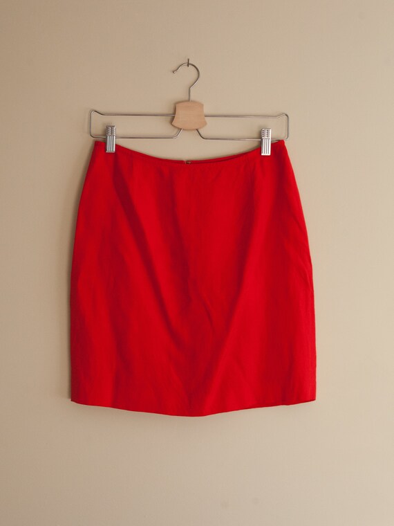 Vintage red micro mini designer skirt, red 80s sma