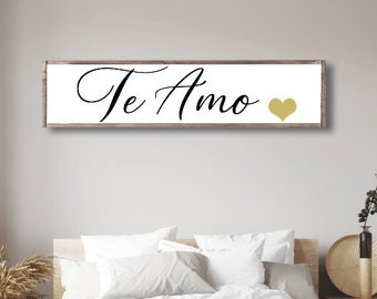 Te Amo Sign, Bedroom Sign, Bedroom Wall Art, Above Bed Sign, Master Bedroom Sign, Wooden Signs, Spanish Sign, I Love You Sign, Spanish Decor