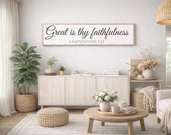 Great Is Thy Faithfulness Sign, Lamentations 3 23, Scripture Sign, Bible Verse Wall Art, Bible Verse Sign, Christian Wall Art,Farmhouse Sign