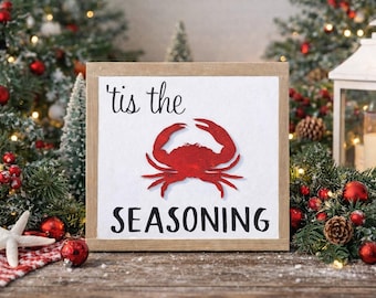 Tis The Seasoning Sign, Winter Decor, Old Bay Sign, Maryland Christmas, Maryland Crab Sign, Maryland Decor, Tis The Season, Maryland Crab