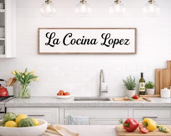 La Cocina, Spanish Sign, Spanish Decor, Last Name Sign, Spanish Kitchen, Spanish Kitchen Sign, La Cocina Sign, Wooden Sign, Personalized