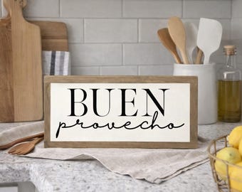 Buen Provecho Sign, Spanish Sign, Spanish Decor, Farmhouse Kitchen, Kitchen Sign, Spanish Kitchen, Spanish Kitchen Sign, Wooden Sign