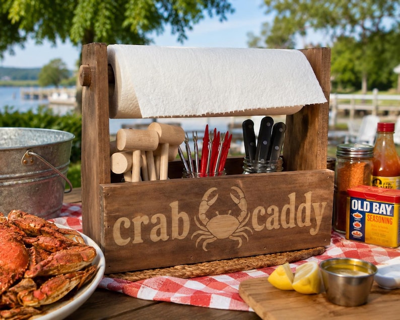 Crab Caddy, Maryland Crabs, Coastal Kitchen, Maryland Crab Gift, Paper Towel Holder, Seafood Lover Gift, Crab Lover, Maryland Decor