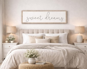 Sweet Dreams Sign, Goodnight Sign, Above Bed Sign, Bedroom Wall Decor, Above Bed Decor, Farmhouse Bedroom, Master Bedroom Sign, Sweet Dreams