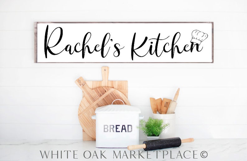 Kitchen Sign, Name Sign, Personalized Kitchen Sign, Farmhouse Kitchen, Gift For Baker, Gift For Chef, Cooking Lover, Housewarming Gift image 1