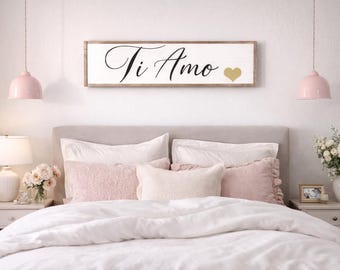 Ti Amo Sign, Bedroom Sign, Bedroom Wall Art, Above Bed Sign, Master Bedroom Sign, Wooden Signs, Italian Sign, I Love You Sign, Italian Decor