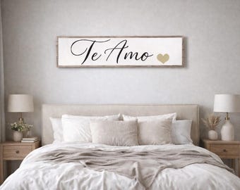 Te Amo Sign, Bedroom Sign, Bedroom Wall Art, Above Bed Sign, Master Bedroom Sign, Wooden Signs, Spanish Sign, I Love You Sign, Spanish Decor