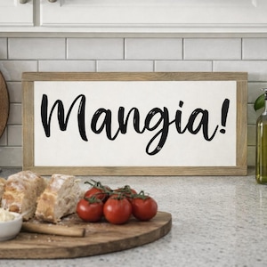 Mangia Sign, Wooden Sign, Farmhouse Sign, Farmhouse Decor, Small Kitchen Sign, Italian Sign, Italian Kitchen Decor, Italian Decor, Kitchen Counter Decor