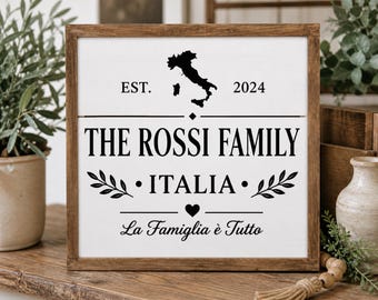 Italian Name Sign, Personalized Sign, Farmhouse Decor, Last Name Sign, Name Established, Wedding Gift, Italian Decor, Custom Name Sign