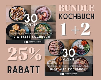 BUNDLE (25% Rabatt) - Digitales Kochbuch Nr. 1 & Nr. 2 (schnelle, gesunde und proteinreiche Rezepte)