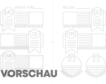 Wochenübersicht - Hausaufgabenheft/Planer zum Ausdrucken