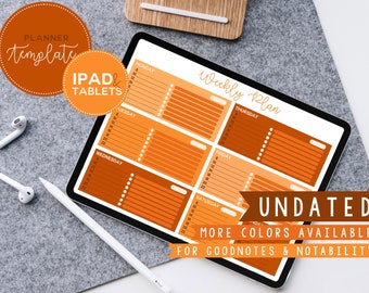 Orange Weekly Planner Template for iPad/Tablets (use in Goodnotes or Notability)