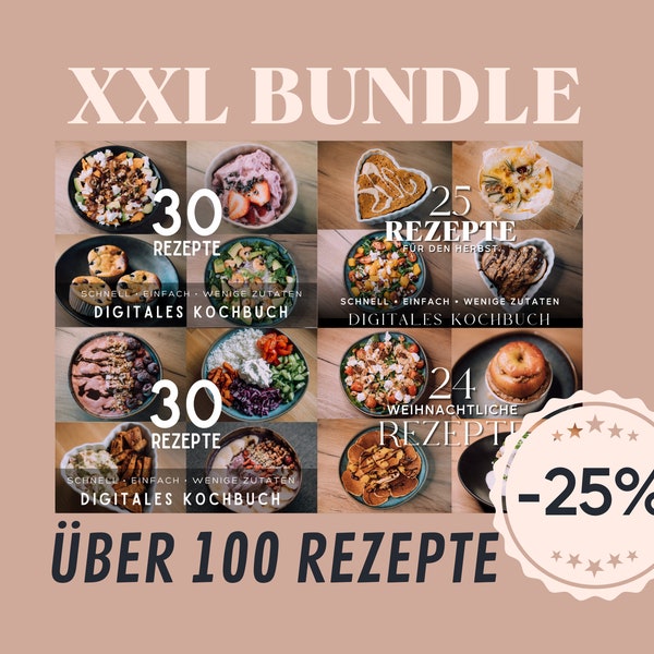 XXL BUNDLE - über 25% RABATT! 4 Kochbücher, 100+ Rezepte (schnell, einfach & gesund)