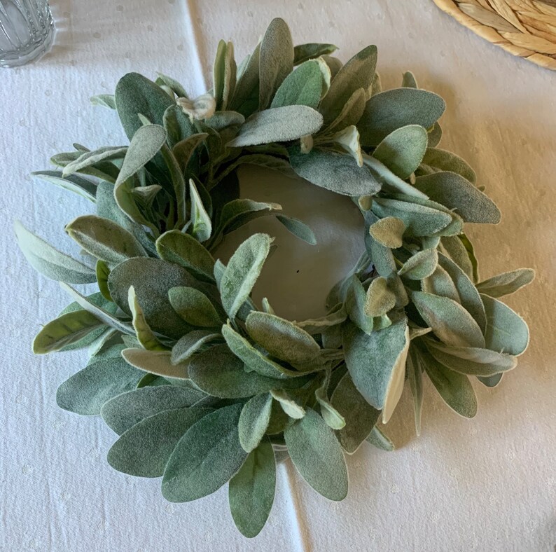 Lamb's Ear Wreath Centerpiece Candle Ring Etsy