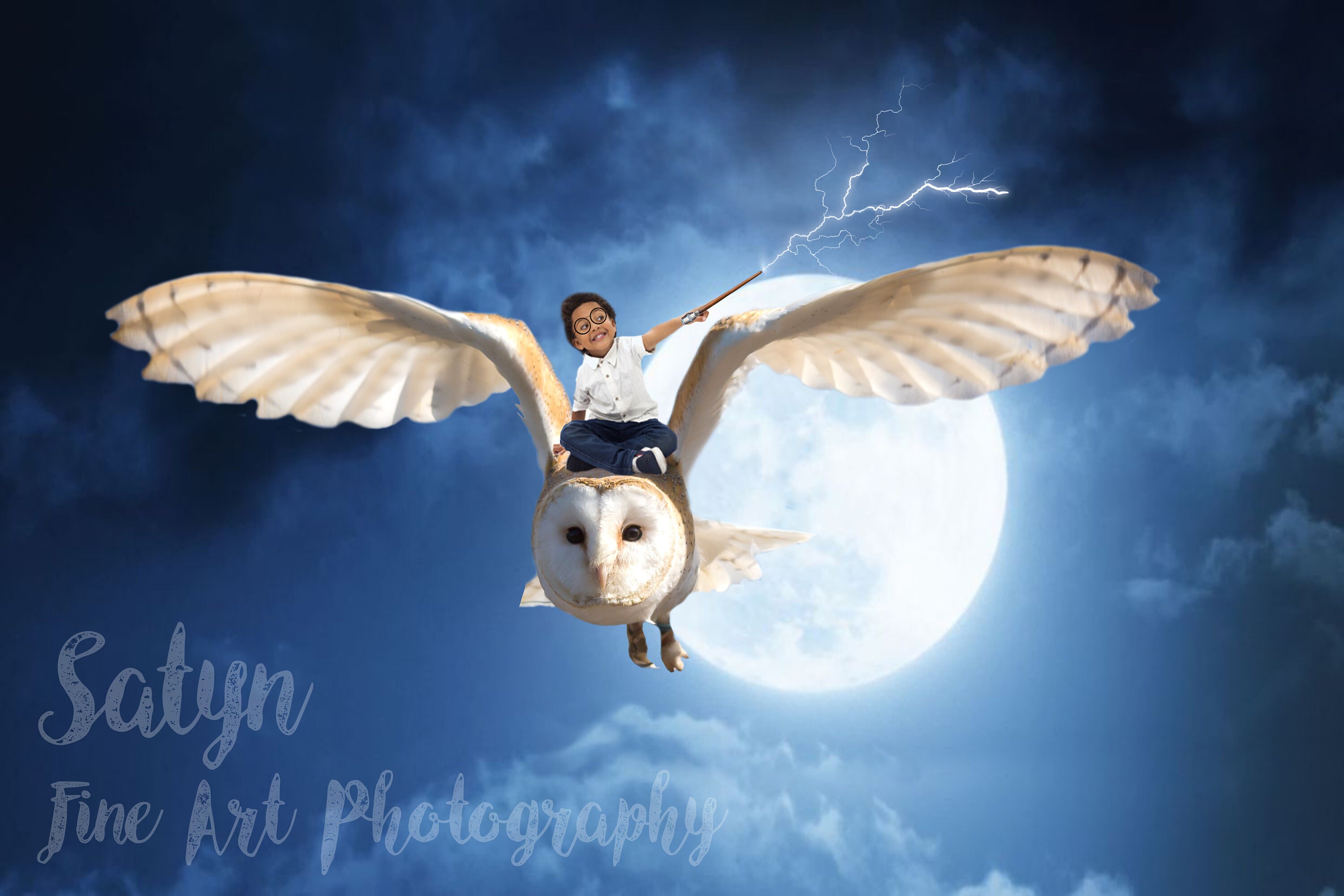Owl Full Moon Flight Magical Halloween Digital Backdrop Etsy
