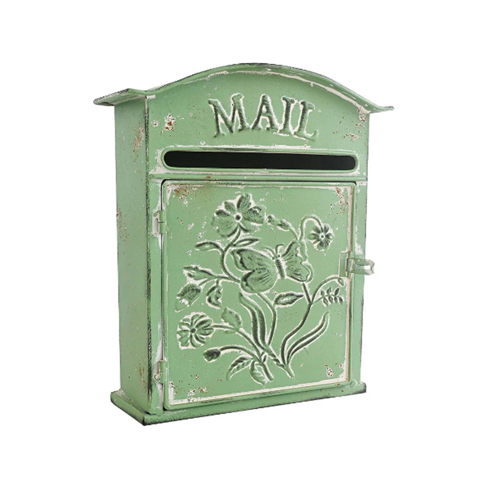LARGE VINTAGE OUTDOOR LOCKABLE LETTER POST BOX MAILBOX WALL