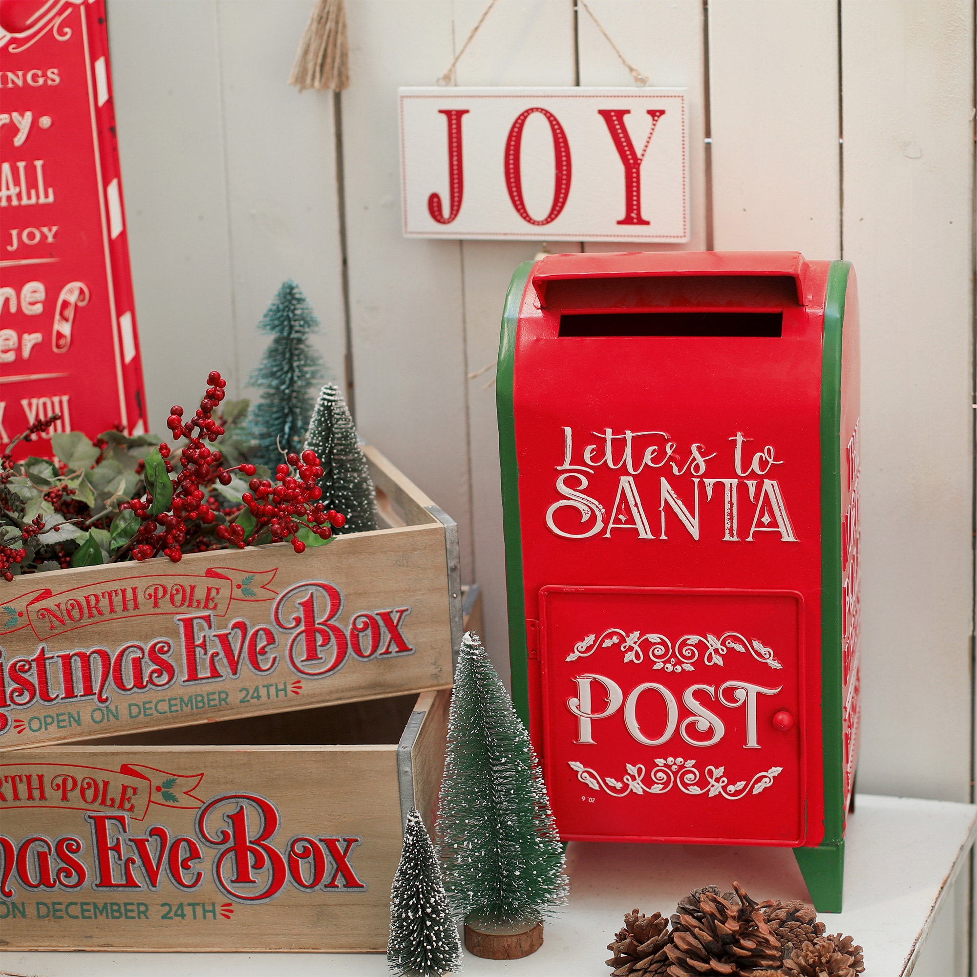 Handmade Metal Vintage Christmas Post Box letters to Santa Mail Box Letter  Box Gift Box for Christmas Home Decoration 