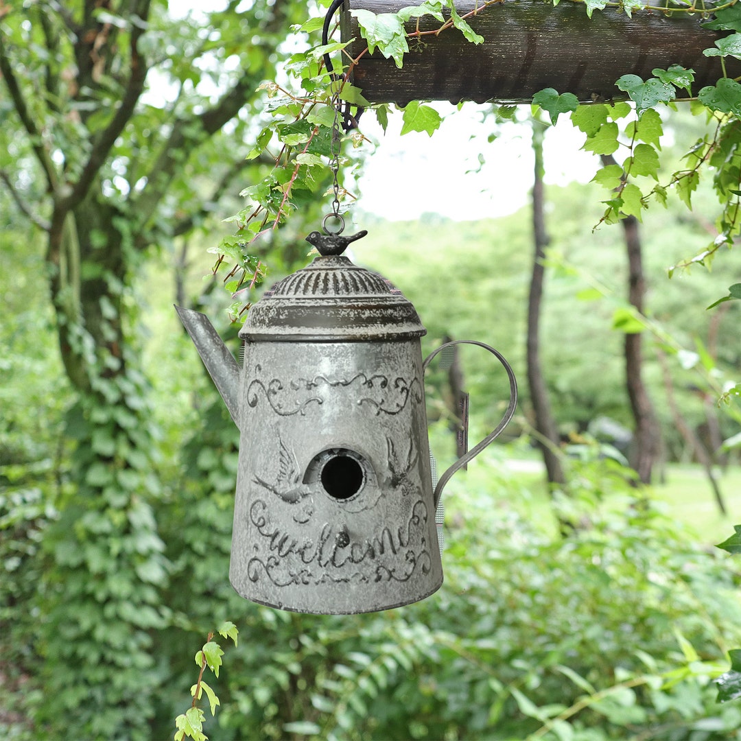 Hanging Teapot Bird House Tree Hanging Sculpture Giftshanging Etsy