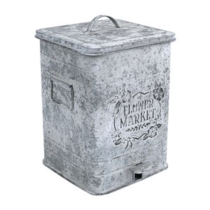 Handmade Rustic Metal Garden Waste Paper Bin "Flower Market" Vintage Look Unique All Chic