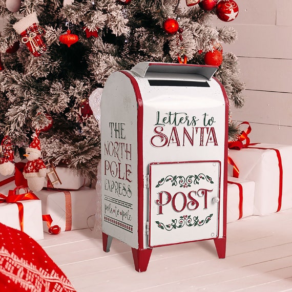 Handmade Metal Vintage Christmas Post Box letters to Santa Mail Box Letter  Box Gift Box for Christmas Home Decoration 