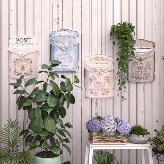 Buzón de correos montado en la pared, buzón de correos, jardín exterior y  decoración de estilo