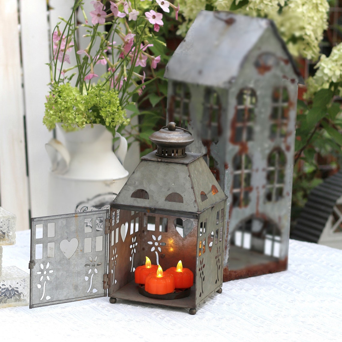 Oriental Rustic Metal Lantern Candle Holder Featuring a Floral Etsy UK