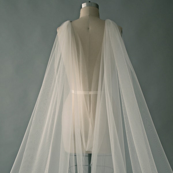 CHLOE wedding cape veil, simple cape veil , plain cape , cape veil , long veil , cathedral veil, wedding veil, bridal veil, custom made veil