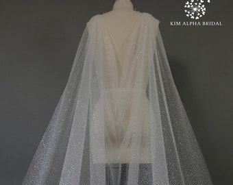 KLEO cape , Cape veil , long veil , sparkle veil , glitter veil , shiny veil , cathedral veil , wedding veil , bridal veil , custom veil