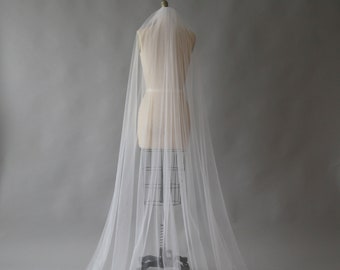 CLAUDE, Sheer simple one tier veil, cathedral veil, white veil, custom veil, Made in Australia.
