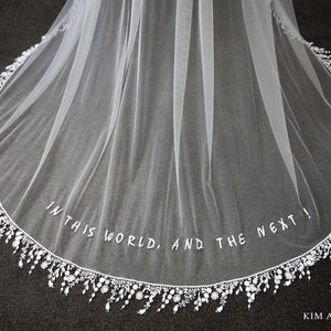 Add Personalized Embroidery on your veil,  Embroidered Wedding Veil, Bride and Groom Letter Veil, Custom Word Initial Date Wedding Veil