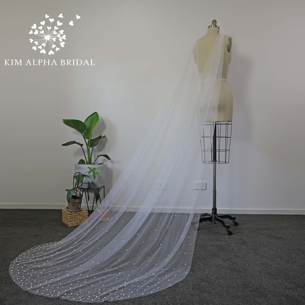 DELANEY pearl cape veil, pearl cape, wedding pearl cape, wedding cape veil, bridal cape, long cape.